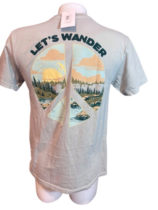Unbranded Other - Men's T-Shirt, lets wander Medium, Light Gray